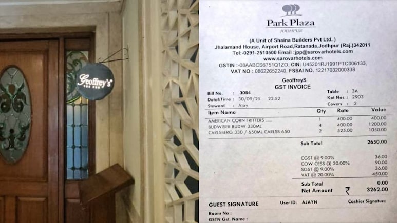 20% Cow Cess On Liquor? Rajasthan Bar Bill Goes Viral