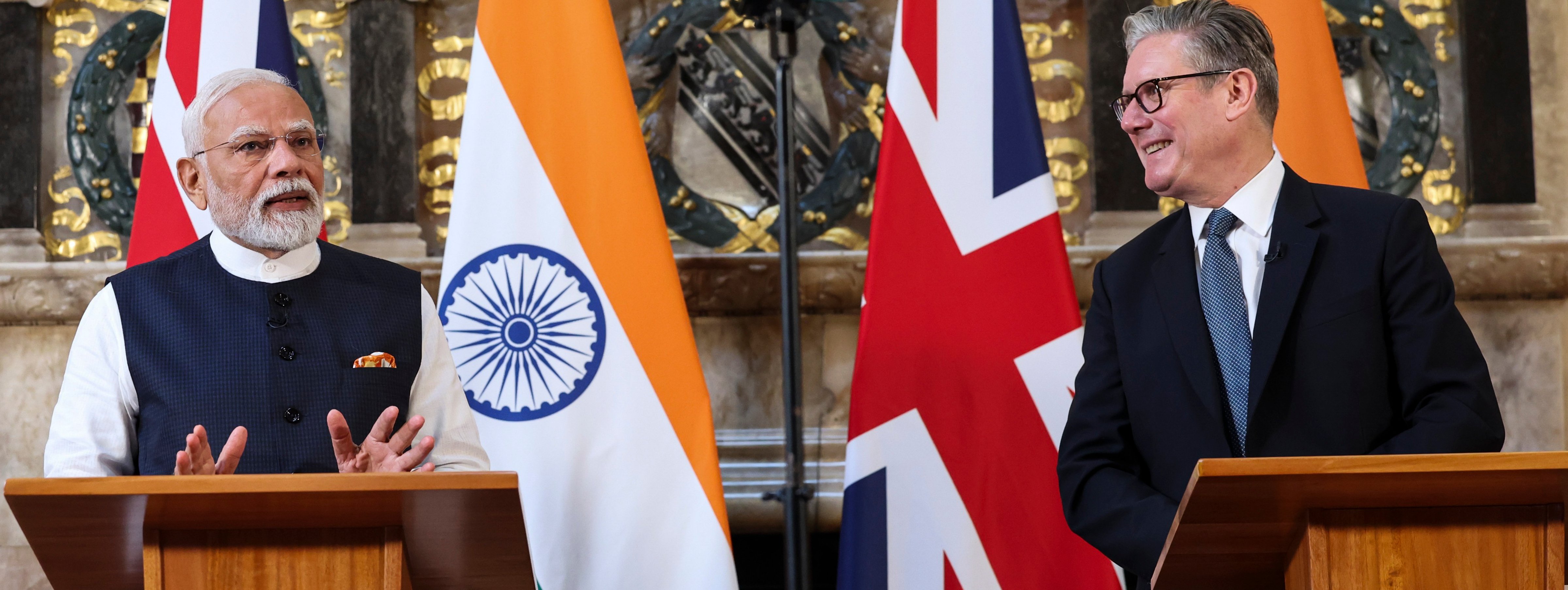 PM Narendra Modi Meets UK PM Keir Starmer At Raj Bhavan In Mumbai