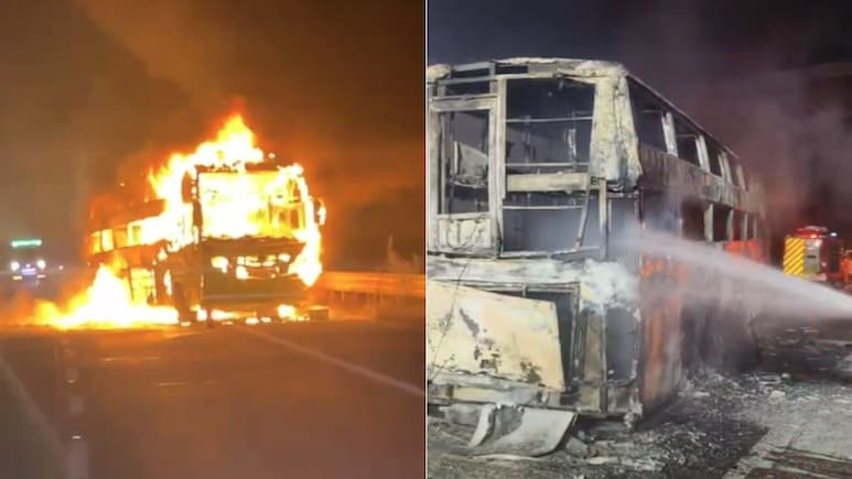 Video: Luxury Bus Catches Fire In Maharashtra, Driver Evacuates Passengers Just In Time