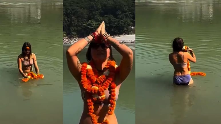 Trending News: Bikini घालून परदेशी महिलेची गंगा नदीत डुबकी! VIDEO मुळे सोशल मीडियावर उठलं वादळ Trending News: Bikini घालून परदेशी महिलेची गंगा नदीत डुबकी! VIDEO मुळे सोशल मीडियावर उठलं वादळ