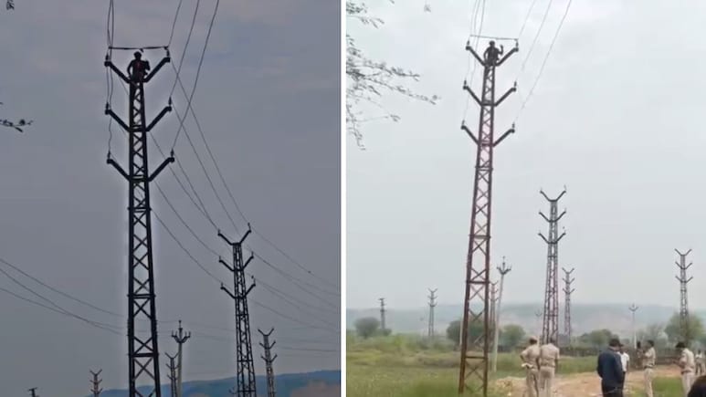 हाईटेंशन बिजली लाइन पर चढ़ी नाबालिग लड़की, किरोड़ी 'बाबा' को बुलाने की मांग पर अड़ी; प्रशासन के हाथ पांव फूले हाईटेंशन बिजली लाइन पर चढ़ी नाबालिग लड़की, किरोड़ी 'बाबा' को बुलाने की मांग पर अड़ी; प्रशासन के हाथ पांव फूले