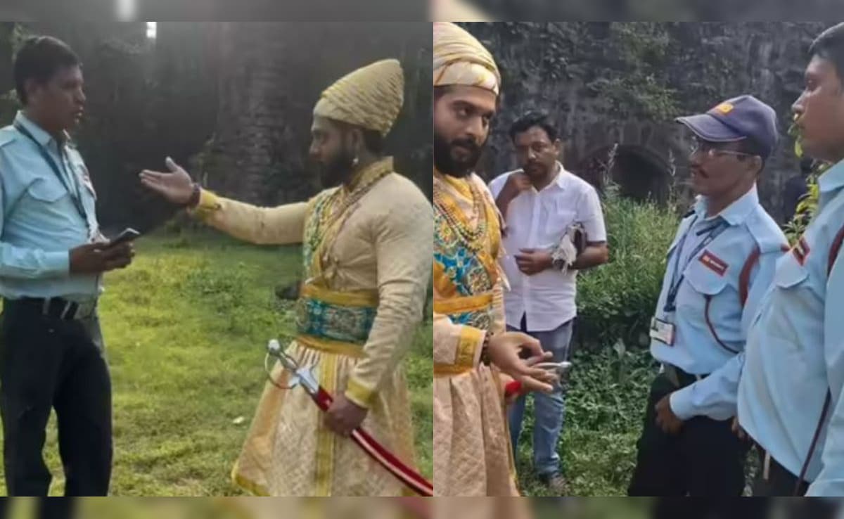 सिक्योरिटी गार्ड से भिड़ा शिवाजी महाराज की पोशाक पहना शख्स,जबरदस्ती ID कार्ड चेक कर बोला-मराठी क्यों नहीं सीखा?