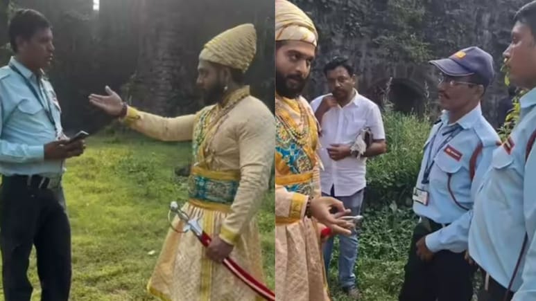 सिक्योरिटी गार्ड से भिड़ा शिवाजी महाराज की पोशाक पहना शख्स,जबरदस्ती ID कार्ड चेक कर बोला-मराठी क्यों नहीं सीखा? सिक्योरिटी गार्ड से भिड़ा शिवाजी महाराज की पोशाक पहना शख्स,जबरदस्ती ID कार्ड चेक कर बोला-मराठी क्यों नहीं सीखा?