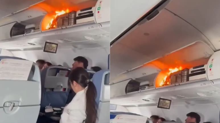 Viral Video Shows Fire Erupt In Air China's Flight, Leading To Emergency Landing Viral Video Shows Fire Erupt In Air China's Flight, Leading To Emergency Landing