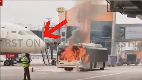 Video: Bus Metres Away From Air India Plane At Delhi Airport's T3 Catches Fire Video: Bus Metres Away From Air India Plane At Delhi Airport's T3 Catches Fire