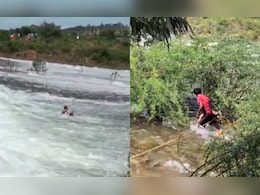 On Camera, Tourist Rescues Man From Being Swept Away In Karnataka Dam On Camera, Tourist Rescues Man From Being Swept Away In Karnataka Dam