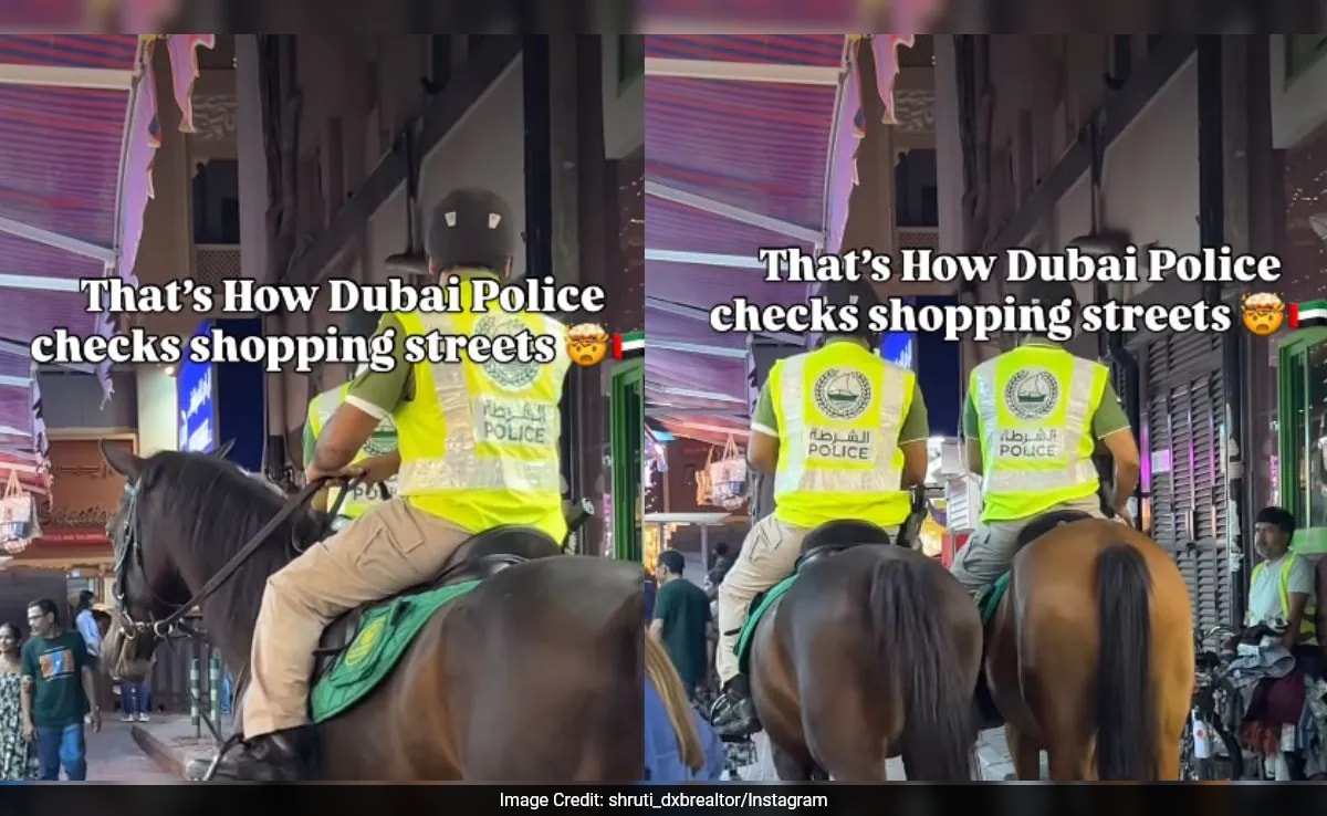 Viral Video Shows Horse-Mounted Cops In Dubai Patrolling Crowded Streets At Night