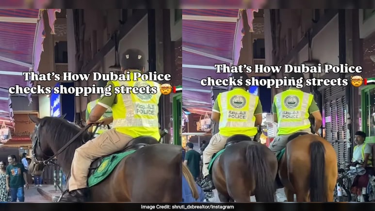 Viral Video Shows Horse-Mounted Cops In Dubai Patrolling Crowded Streets At Night Viral Video Shows Horse-Mounted Cops In Dubai Patrolling Crowded Streets At Night