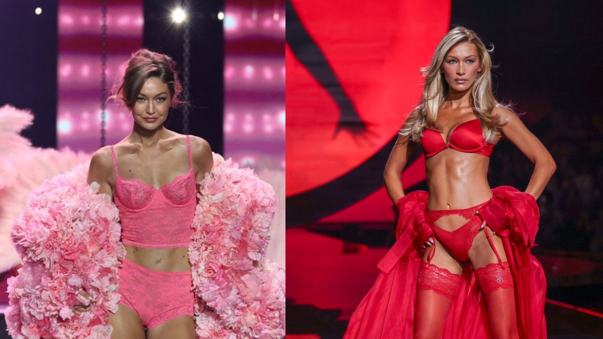 In Barbie Pink And Red, Sisters Gigi And Bella Hadid Light Up Victoria's Secret Show In New York