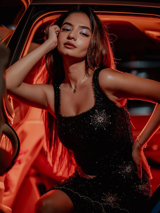 Anushka Sen Oozes Oomph in a Sparkling Black Mini Dress