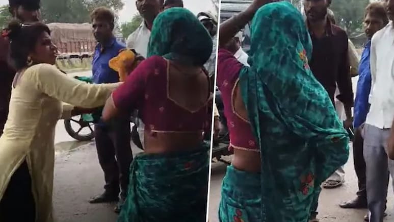 OMG! 'ये क्या हो रहा है...' नवऱ्याला रंगेहात पकडलं! भर रस्त्यावर नवरा-बायको अन् गर्लफ्रेंडचा राडा, पाहा Video