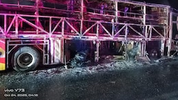 Highlights: Bengaluru-Bound Bus With 40 Onboard Catches Fire After Hitting Bike, 20 Dead