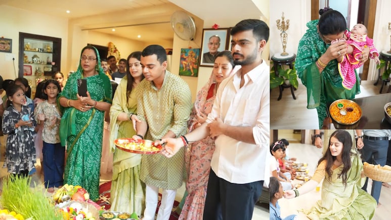 'मामा' के घर कन्‍या पूजन, शिवराज की बहुओं ने अपने हाथों से खिलाया खाना, पत्‍नी ने माथे से लगाए चरण, तस्‍वीरें