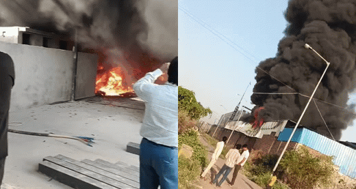 Bhiwadi Fire: लाइटर बनाने वाली फैक्ट्री में लगी भीषण आग, करोड़ों का माल जलकर राख, कई KM दूर से दिख रहा काला धुंआ