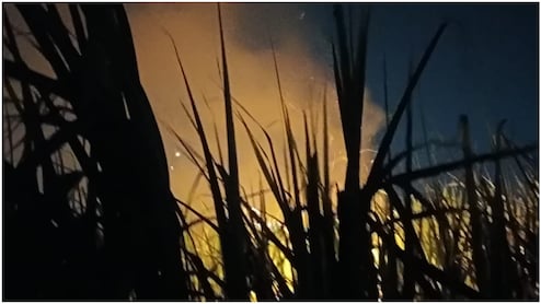 बुरहानपुर में तीन हादसे, पटाखों से गन्ने के खेत में लगी भीषण आग, कड़ी मशक्कत के बाद दमकल ने पाया काबू