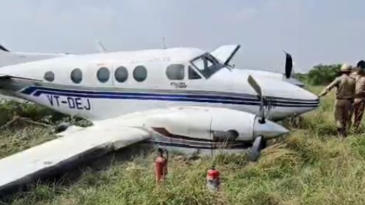 Private Jet In UP Skids Off Runway While Taking Off, Lands In Grass
