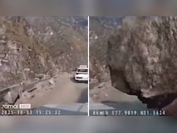 Video: Boulder Comes Crashing Down On Moving Car In Himachal
