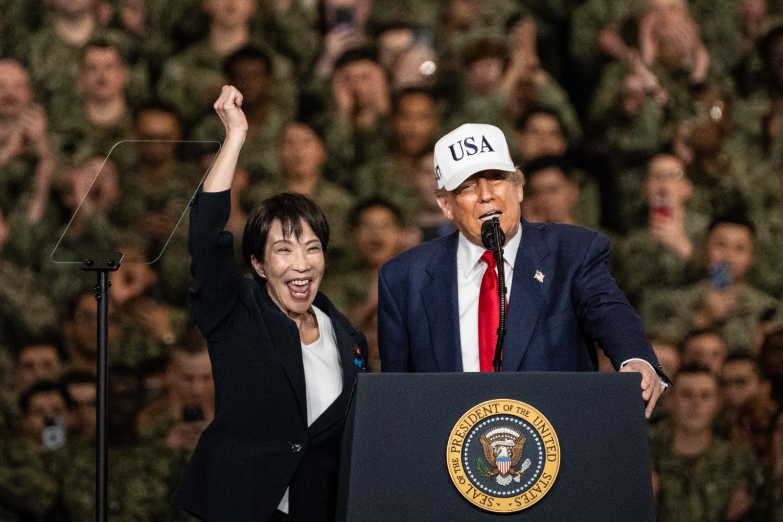 Japans PM Sanae Takaichi and US President Donald Trump on board the US Navys USS George Washington aircraft carrier Japans PM Sanae Takaichi and US President Donald Trump on board the US Navys USS George Washington aircraft carrier