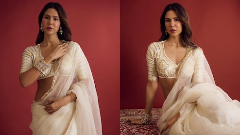 Sonam Bajwa Stuns In An Off-White Saree For The Promotions Of Ek Deewane Ki Deewaniyat