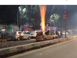 Video: On Busy Lucknow Road, 3 Men Set Off Crackers From Roof Of Moving Car