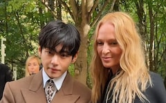 BTS' V Wins Hearts At Paris Fashion Week After Helping Uma Thurman