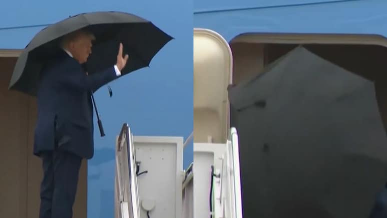 Watch: Trump's Umbrella Struggle Goes Viral Amid High-Stakes Middle East Trip