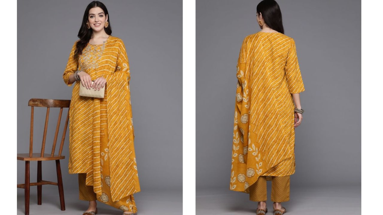 Try something new this festive season with these leheriya kurta sets from Myntra