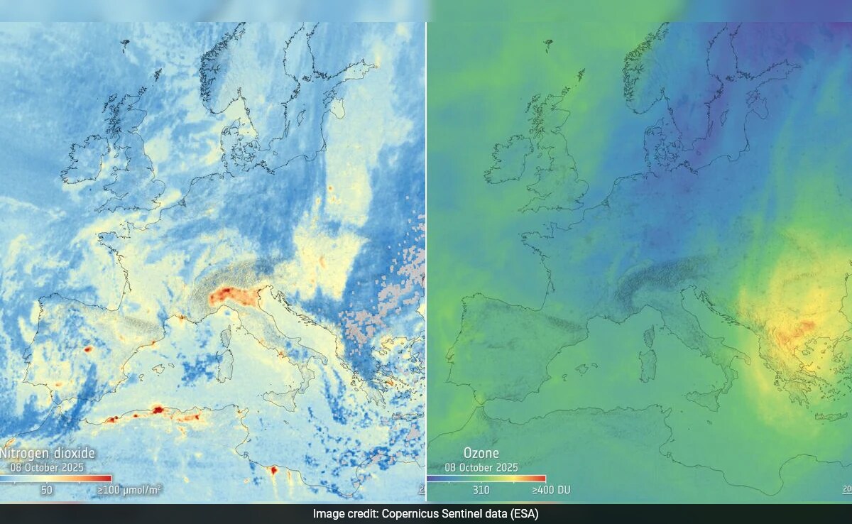 ESA Satellite Shares First Images of European Air Pollution