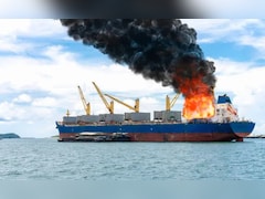 Projectile Attack Sets Ship Ablaze Off The Coast Of Yemen In Gulf Of Aden