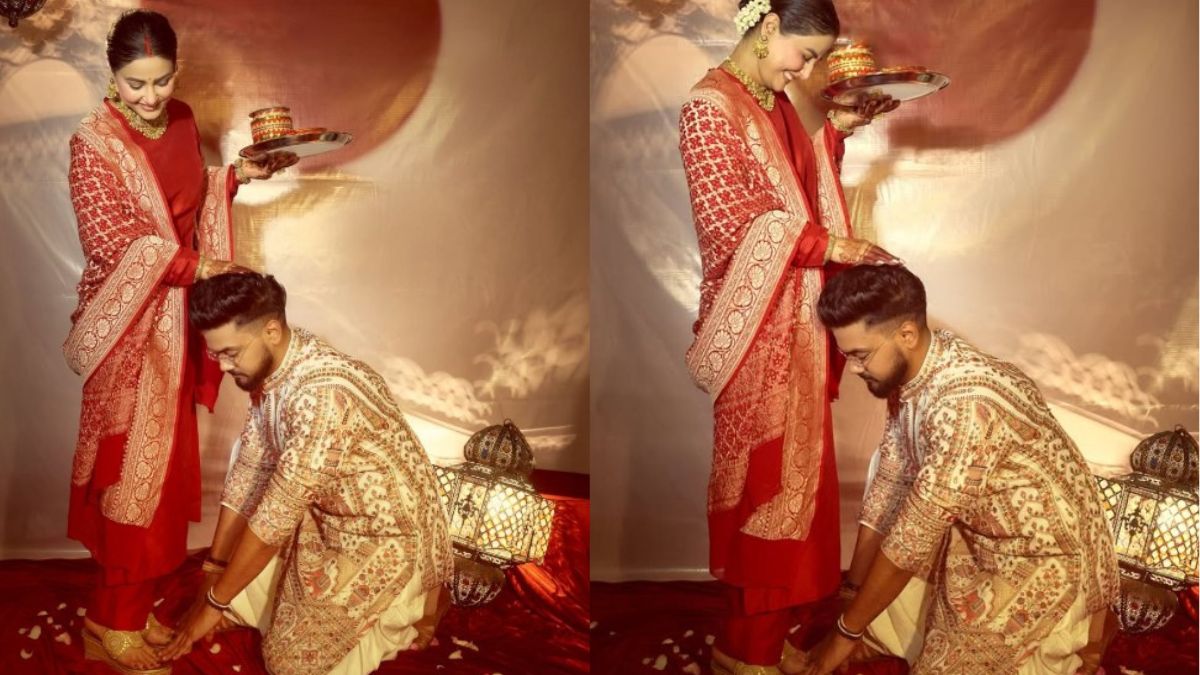 Karwa Chauth 2025: Rocky Jaiswal Touches Wife Hina Khan's Feet. See Pic