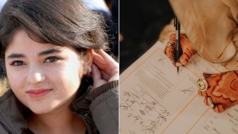 Zaira Wasim Married : वयाच्या 24 व्या वर्षी जायरा अडकली लग्नबंधनात, निकाहाचे फोटो केले शेअर Zaira Wasim Married : वयाच्या 24 व्या वर्षी जायरा अडकली लग्नबंधनात, निकाहाचे फोटो केले शेअर