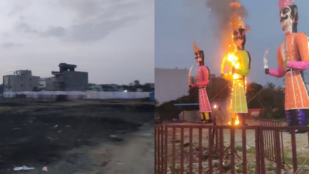 भोपाल में रावण दहन से पहले ही फूंक दिया पुतला, लड़के-लड़कियां नशे में आग लगाकर भागे, VIDEO वायरल