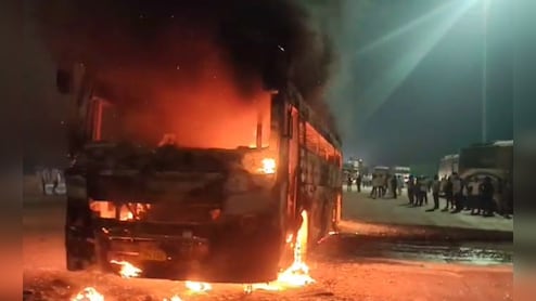 Video: Sleeper Bus With 70 On Board Catches Fire In Lucknow, All Evacuated