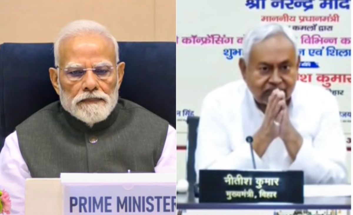 PM मोदी के सामने 38 सेकंड तक हाथ जोड़कर बैठे रहे CM नीतीश, देखें वीडियो
