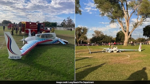 कैलिफोर्निया में आसमान से आई मुसीबत! पार्क में क्रैश हुआ छोटा विमान, महिला से जा टकराया
