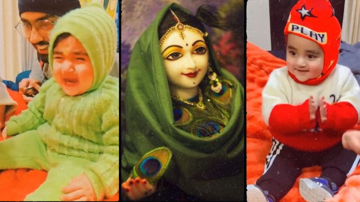 राधा रानी का नाम सुनते ही रोते-रोते मुस्कुराकर खिलखिला उठा बच्चा, देख लोग बोले- वाह! क्या संस्कार हैं
