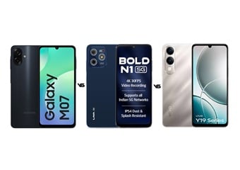 Samsung Galaxy M07 vs Lava Bold N1 5G vs Vivo Y19e: ₹8000 में कौन सा फोन है बेस्ट