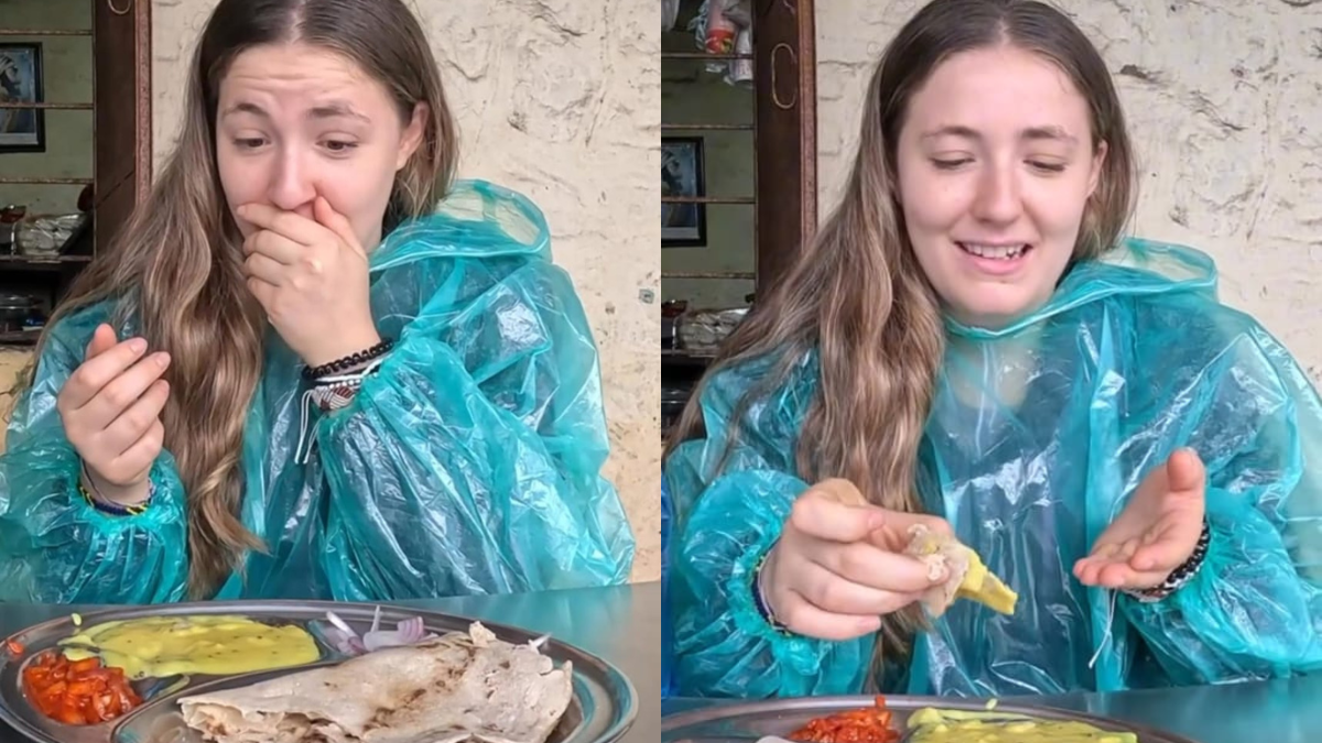 Watch: British Vlogger Tries Maharashtrian Pithla Bhakri. Her Honest Take Is Viral