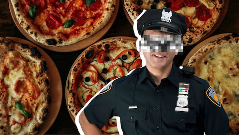 उधर गोली चलते फोन बजने लगा और इधर पुलिस ऑफिसर पिज्जा खाने पहुंचा... अमेरिकी पुलिस भी कम नहीं है!