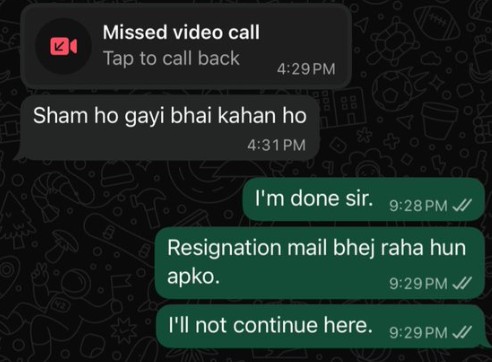 मैं नहीं चाहता... टेक प्रोफेशनल ने इस्तीफा देने से पहले बॉस को मैसेज पर कही ऐसी बात, वायरल हो गई चैट