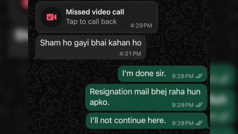 मैं नहीं चाहता... टेक प्रोफेशनल ने इस्तीफा देने से पहले बॉस को मैसेज पर कही ऐसी बात, वायरल चैट कर देगी हैरान