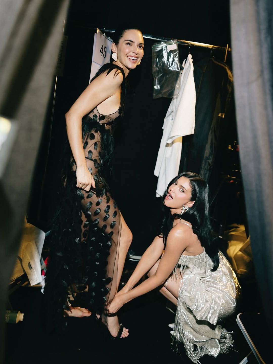 Kendall Jenner Owns The Naked Dress Trend In A Dramatic Polka-Dotted Sheer Schiaparelli Gown At Paris Fashion Week