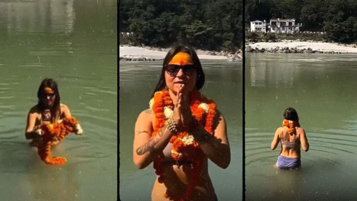 'ओम नम: शिवाय' बोलकर बिकिनी पहनी विदेशी महिला ने गंगा में लगाई डुबकी, छिड़ी बहस, लोग बोले- आदमी कच्छा पहनकर...