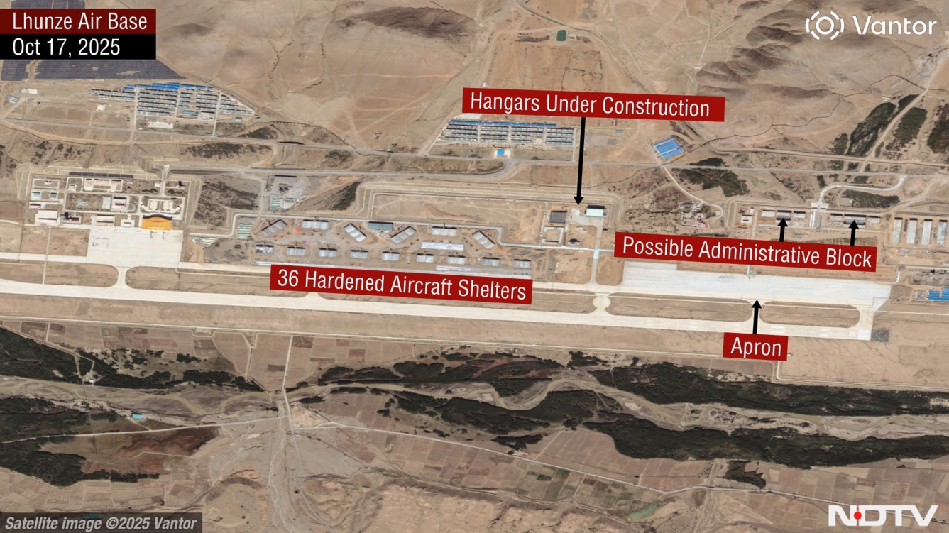 October 17, 2025 image of Lhunze air base layout. Lhunze is located approximately 100 kilometres from Arunachal Pradeshs Tawang October 17, 2025 image of Lhunze air base layout. Lhunze is located approximately 100 kilometres from Arunachal Pradeshs Tawang