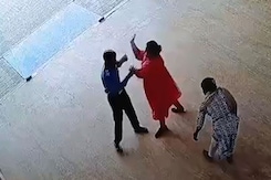 Woman Repeatedly Slaps Security Guard In Greater Noida Complex Woman Repeatedly Slaps Security Guard In Greater Noida Complex