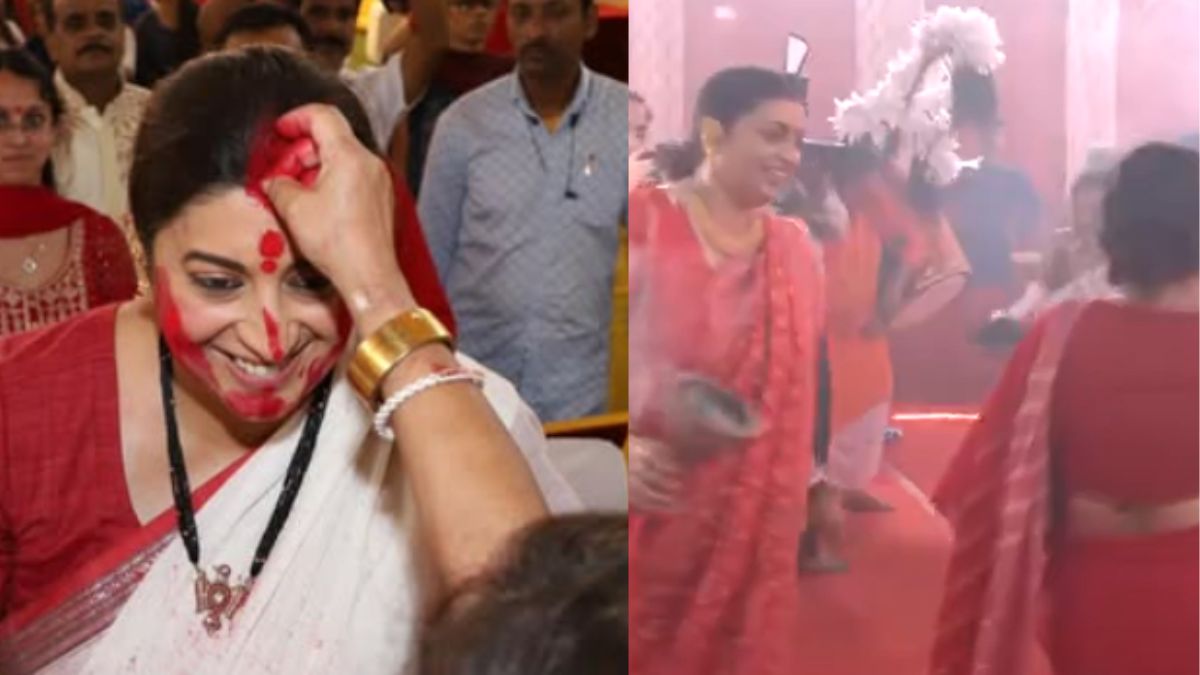 Video: Smriti Irani Performs <i>Dhunuchi Naach</i> At A Delhi Durga Puja Pandal