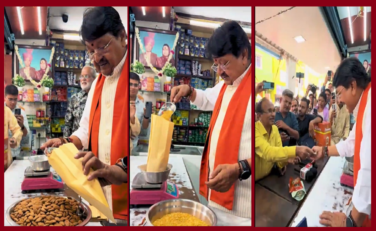 Indore News: धनतेरस पर किराना व्यापारी बने मंत्री कैलाश विजयवर्गीय, नंदानगर की पुश्तैनी दुकान पर तौला सामान