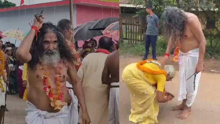 ​​​​​​​भाजपा सांसद भोजराज नाग पर विसर्जन यात्रा में आईं देवी, मां ने बेटे के पैर छूकर लिया आशीर्वाद