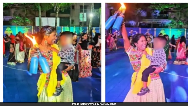Pune Bartender Juggles Fire Bottles While Holding Toddler, Faces Criticism Pune Bartender Juggles Fire Bottles While Holding Toddler, Faces Criticism