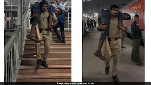 कहीं छूट न जाए ट्रेन इसलिए..दिव्यांग बुजुर्ग को कंधे पर उठाकर जवान ने लगा दी दौड़